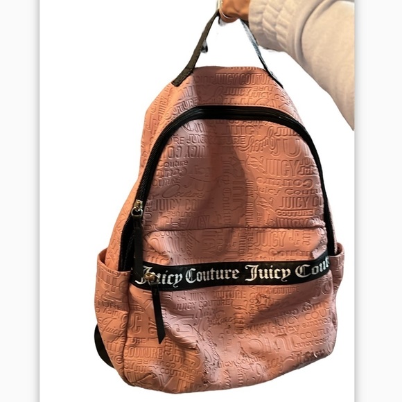 Juicy Couture Word Search TFY Our Zips Say It All Pink Backpack Flaws - Picture 1 of 10